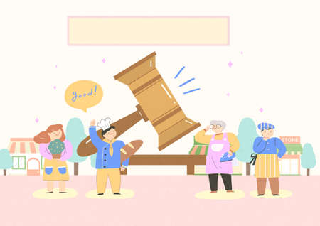 Local market conept, people selling or shopping illustration. 006の写真素材