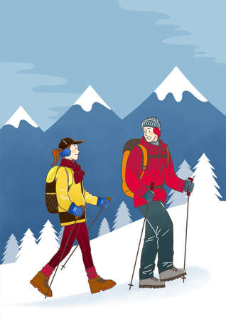 Cartoon of people health care in winter illustration 001の写真素材