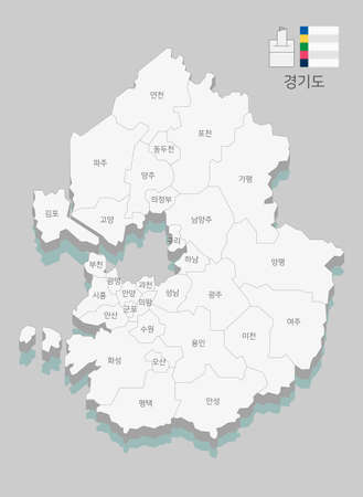 Local map of South Korea line vector illustration 002のイラスト素材