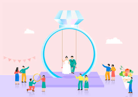 Trade fair concept. Showcase of specific industry flat design illustration 007のイラスト素材