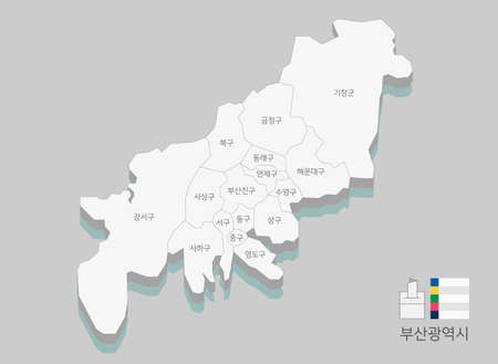 Local map of South Korea line vector illustration 007のイラスト素材