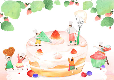 fairy tale story concept watercolor Illustrationの写真素材