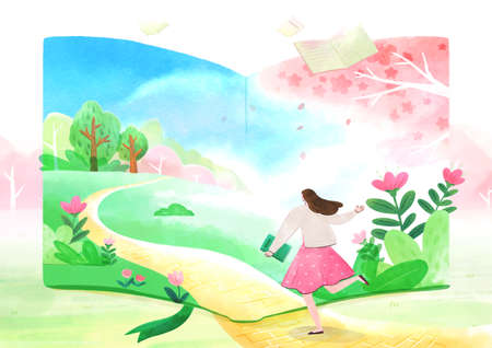 fairy tale story concept watercolor Illustrationの写真素材