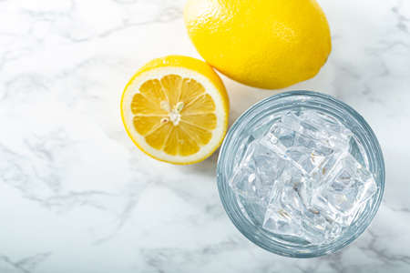 Fresh and clean water concept, water glass isolatedの写真素材