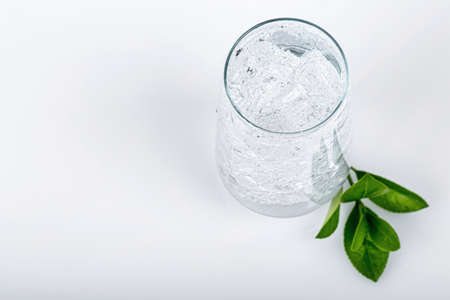 Fresh and clean water concept, water glass isolatedの写真素材