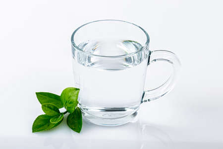 Fresh and clean water concept, water glass isolatedの写真素材