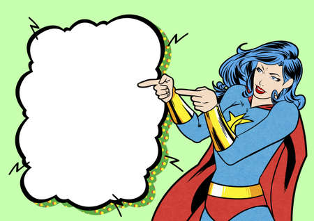 Concept of super woman or female power. Pop art retro style illustration