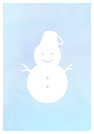 Cute snowman on watercolor background.の写真素材