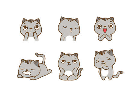 Set of Emoticons. Emoji character cartoon animals illustrationのイラスト素材