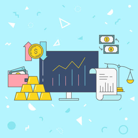 Vector illustration about stock, gold, banking.のイラスト素材