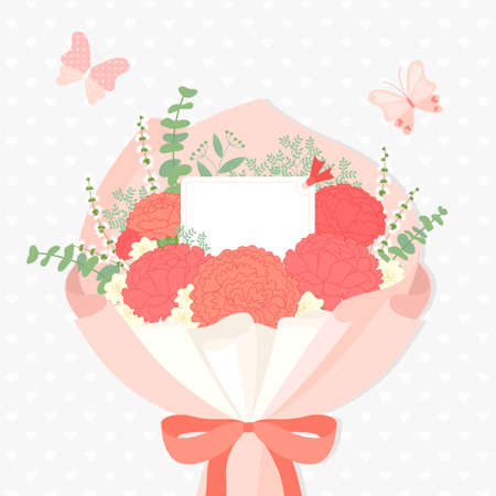 Carnations flower background. Flowers composition illustrationのイラスト素材
