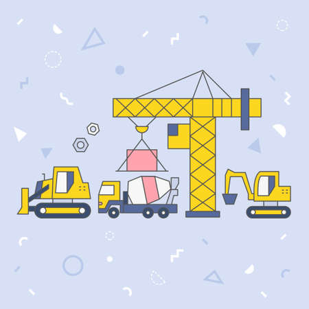 Construction vector illustration on pink background.のイラスト素材