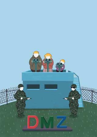 Tourist attractions in South Korea illustration 002の写真素材