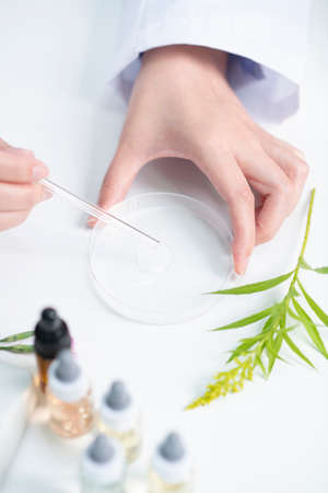 Science, chemistry, biology, and medicine concept, scientist with equipment and science experiments...