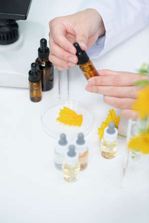 Science, chemistry, biology, and medicine concept, scientist with equipment and science experiments...