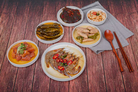 Delicious Korean food, a collection of various Korean dishes 072の写真素材