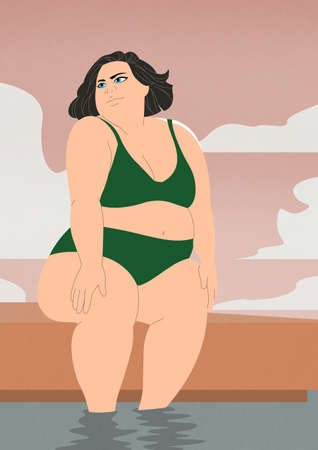 Beauty girls body positive concept illustration 002の写真素材