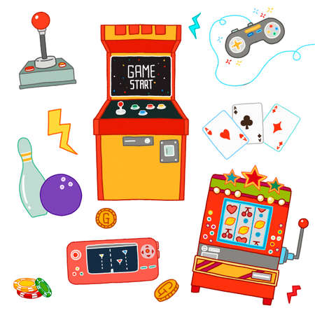 Set of vintage retro different objects illustration 005の写真素材