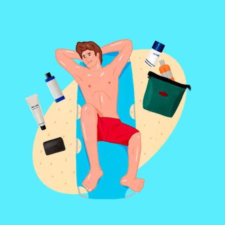 Modern man's life concept flat design illustration 010の写真素材