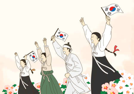 Concept of S. Korean independence, movement, memorial, liberation illustration 001の写真素材