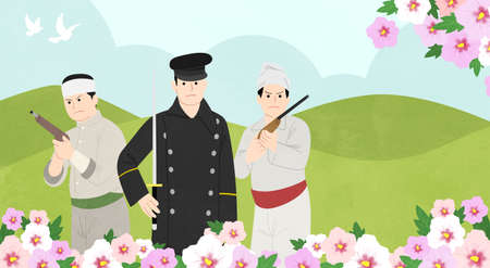 Concept of S. Korean independence, movement, memorial, liberation illustration 001の写真素材