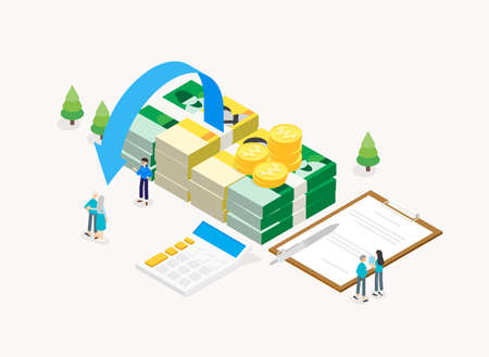 Financial life concept, Finance investment and saving illustration 013のイラスト素材
