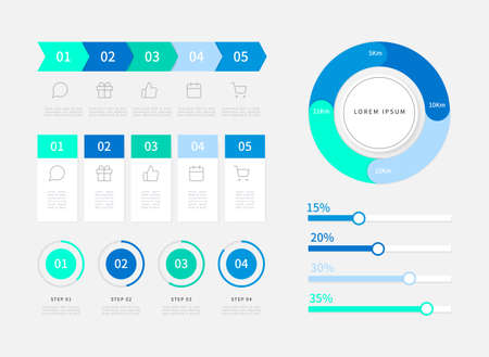 Set of infographic elements in flat design style illustration 005のイラスト素材