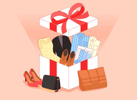 Open gift box concept, Colorful presents illustration 004のイラスト素材