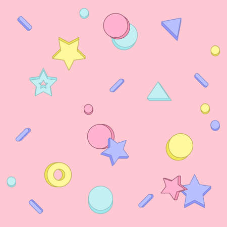 Cute pink geometric pattern vector illustration on a pink background.のイラスト素材