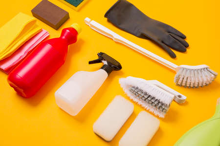 hygiene and cleanliness concept. cleaning home and various cleaning products 137の写真素材