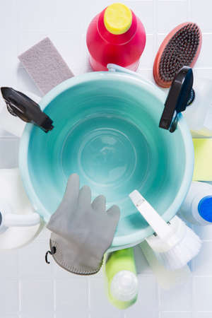 hygiene and cleanliness concept. cleaning home and various cleaning products 160の写真素材