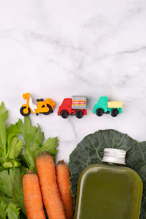 Balanced diet nutrition, healthy eating concept. apple, carrot, red beet, prune 203の写真素材