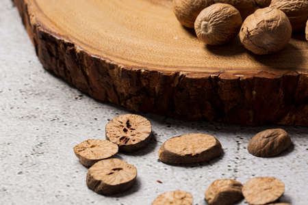 Various aromatic herbs and spices top view 089