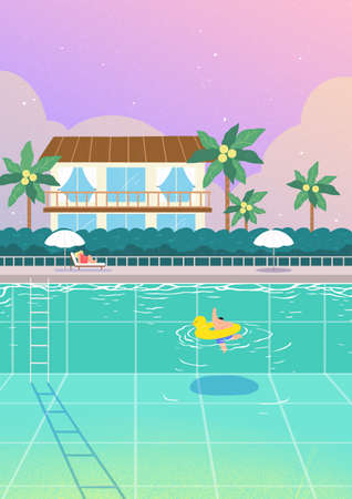 Beautiful summer landscape background illustration 004の写真素材