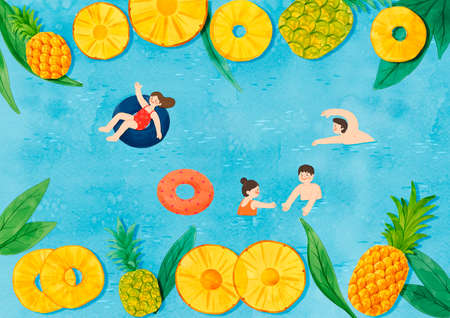 Colorful summer object hand-drawn illustration 007の写真素材