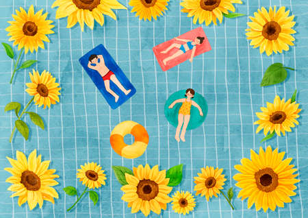 Colorful summer object hand-drawn illustration 010の写真素材