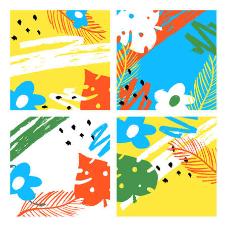 Set of colorful summer background designs illustration 011のイラスト素材