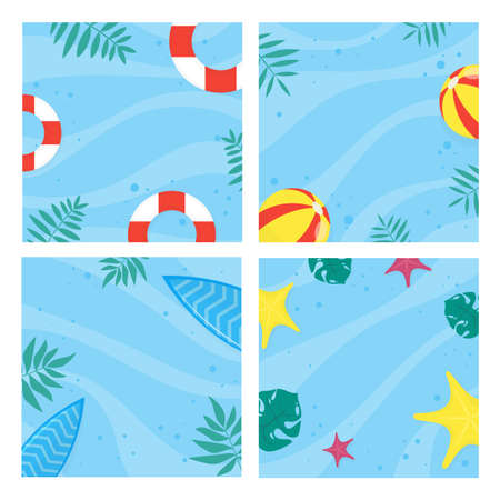 Set of colorful summer background designs illustration 004