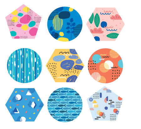 Tropical summer sticker label set illustration 009