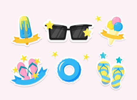 Summer elements set isolated on white background illustration 002のイラスト素材