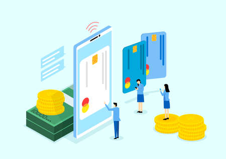 Modern Flat isometric for online payment illustration 005のイラスト素材