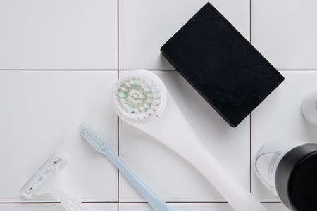 Shaving razors, brush and foam object 057の写真素材