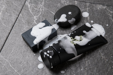 Shaving razors, brush and foam object 003の写真素材