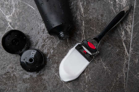 Shaving razors, brush and foam object 010の写真素材