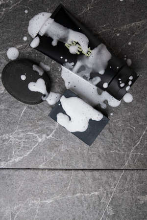 Shaving razors, brush and foam object 005の写真素材