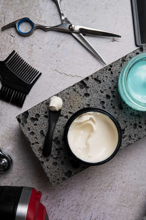 Shaving razors, brush and foam object 119の写真素材
