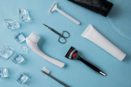 Shaving razors, brush and foam object 126の写真素材