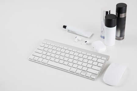 Shaving razors, brush and foam object 089の写真素材