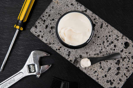 Shaving razors, brush and foam object 111の写真素材