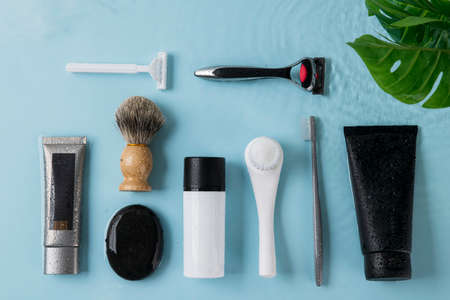 Shaving razors, brush and foam object 128の写真素材